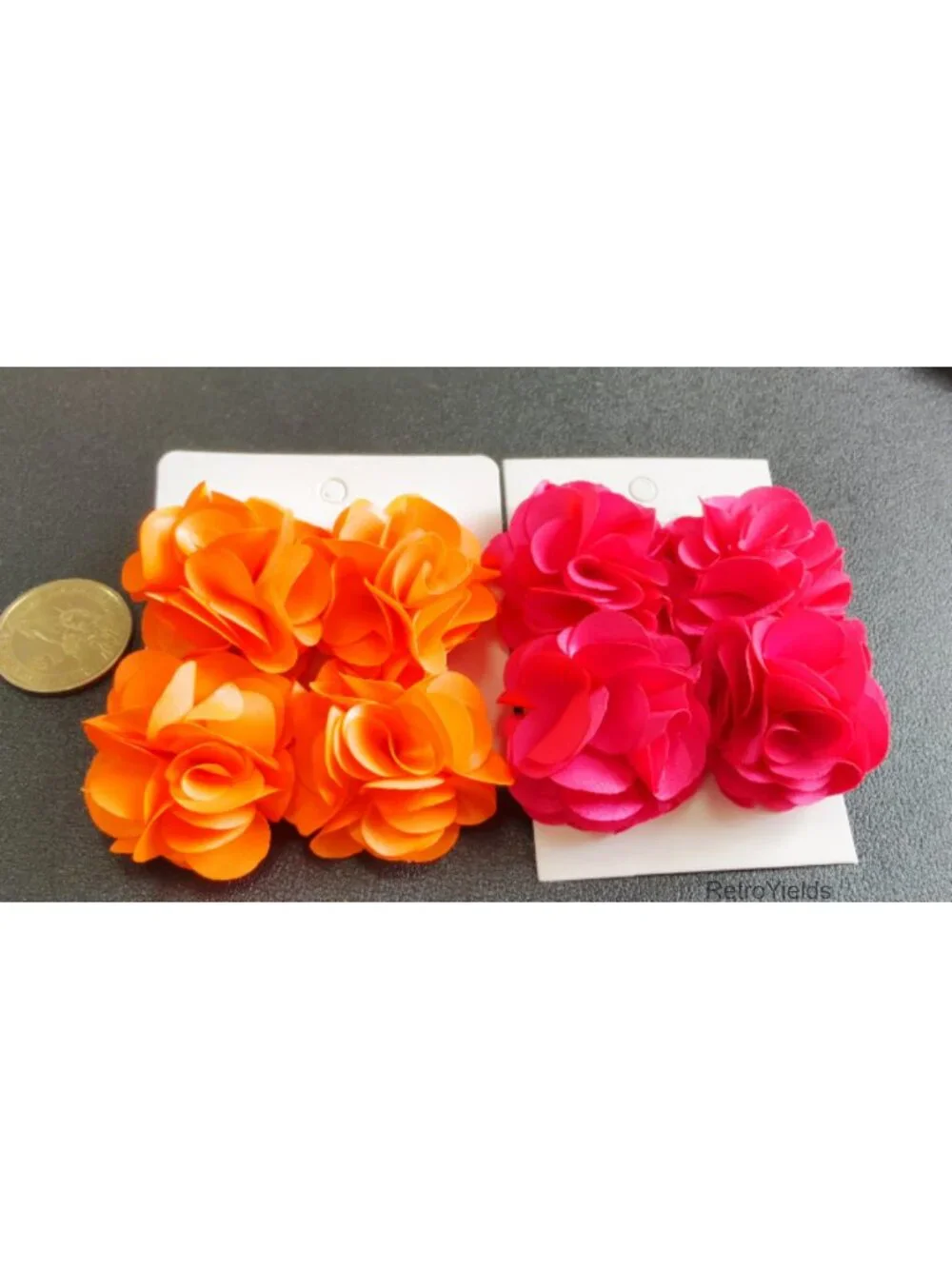 Oversized Boho Fabric Flower Dangle Earrings for Women | Statement Drop